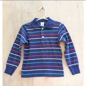 Vintage toddler long sleeve button up collared blue striped shirt 2T